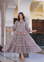 Hand Block Printed Rose Maxi ~Coral Peach