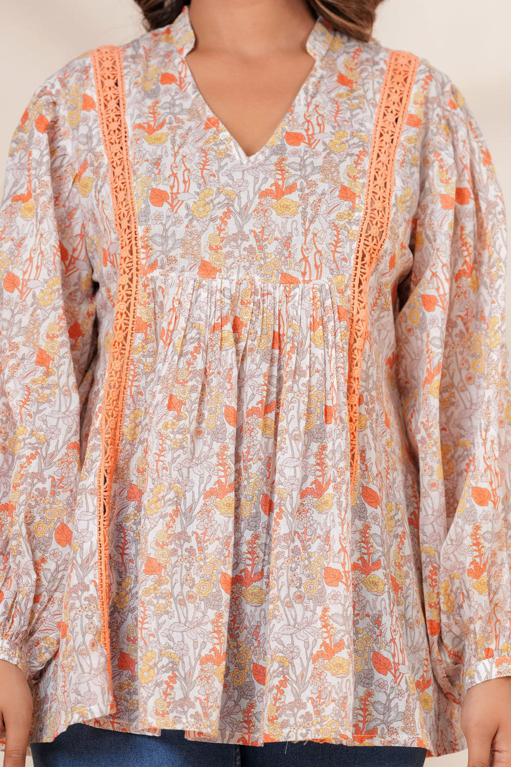 Women Cotton Hand Block Printed Summer Peplum Top