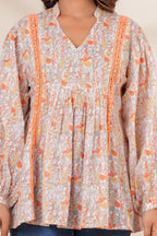 Women Cotton Hand Block Printed Summer Peplum Top