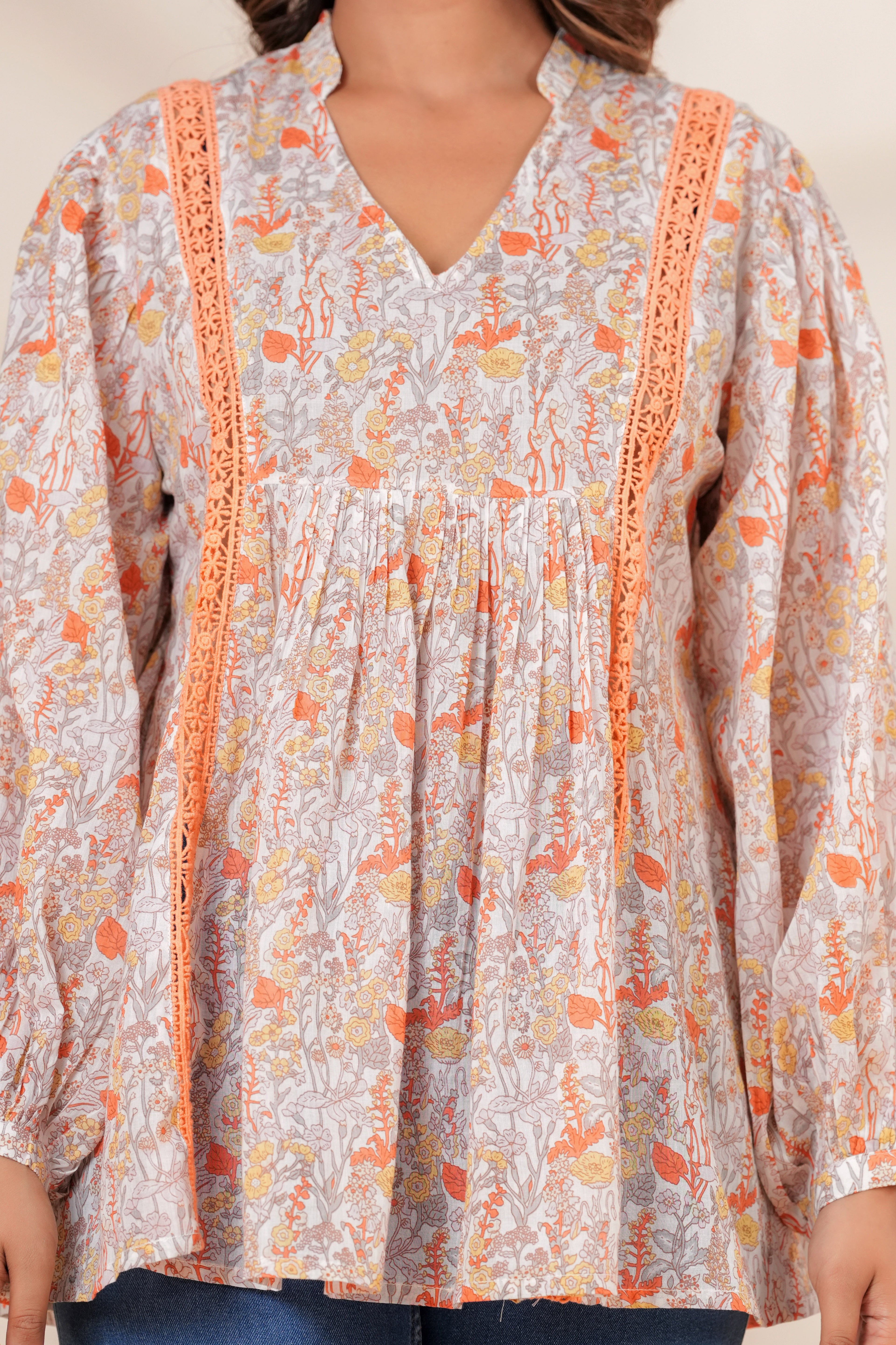 Women Cotton Hand Block Printed Summer Peplum Top