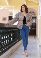 kantha quilted winter jacket
