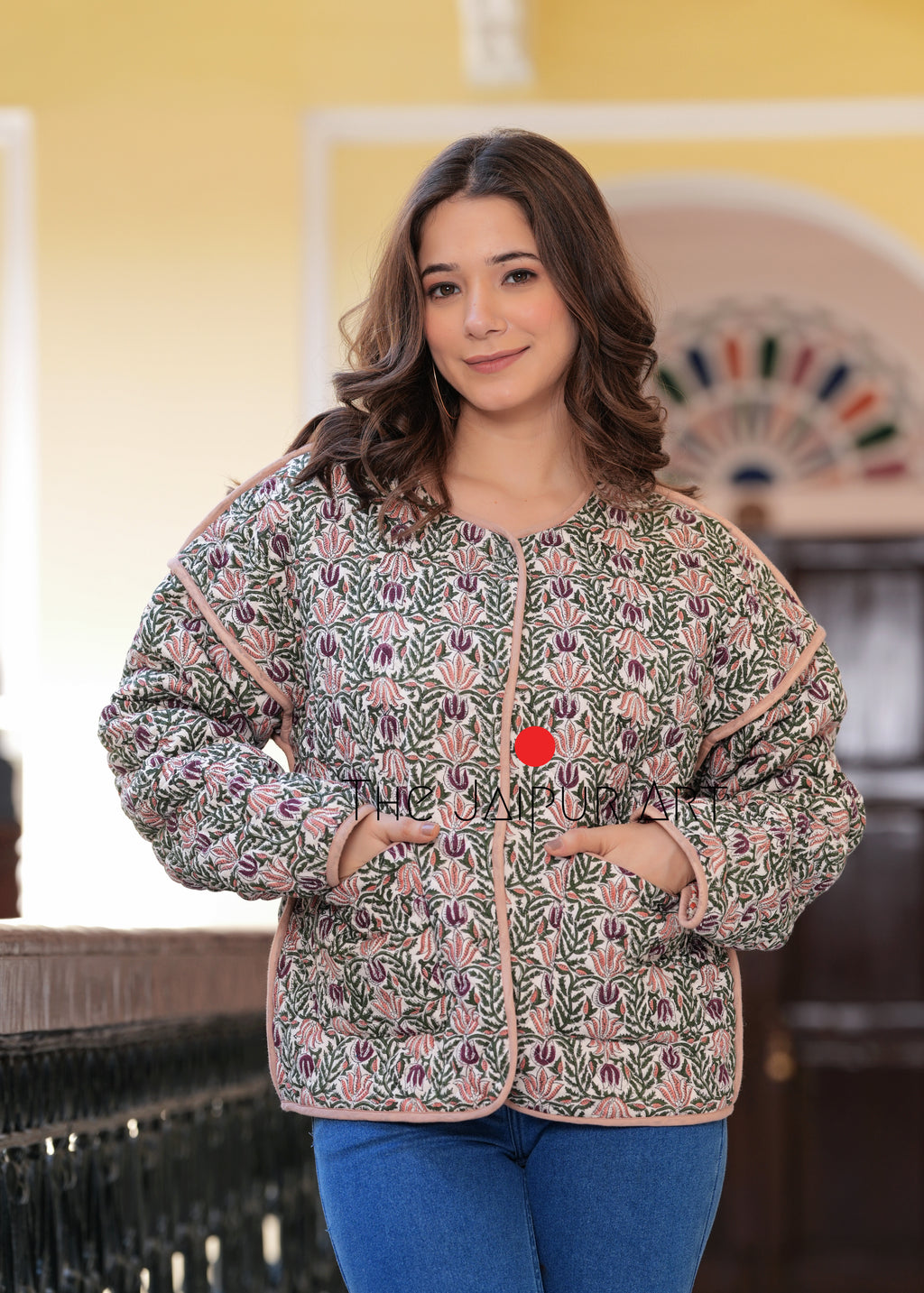 kantha quilted winter jacket