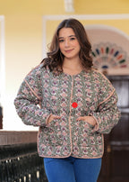 kantha quilted winter jacket