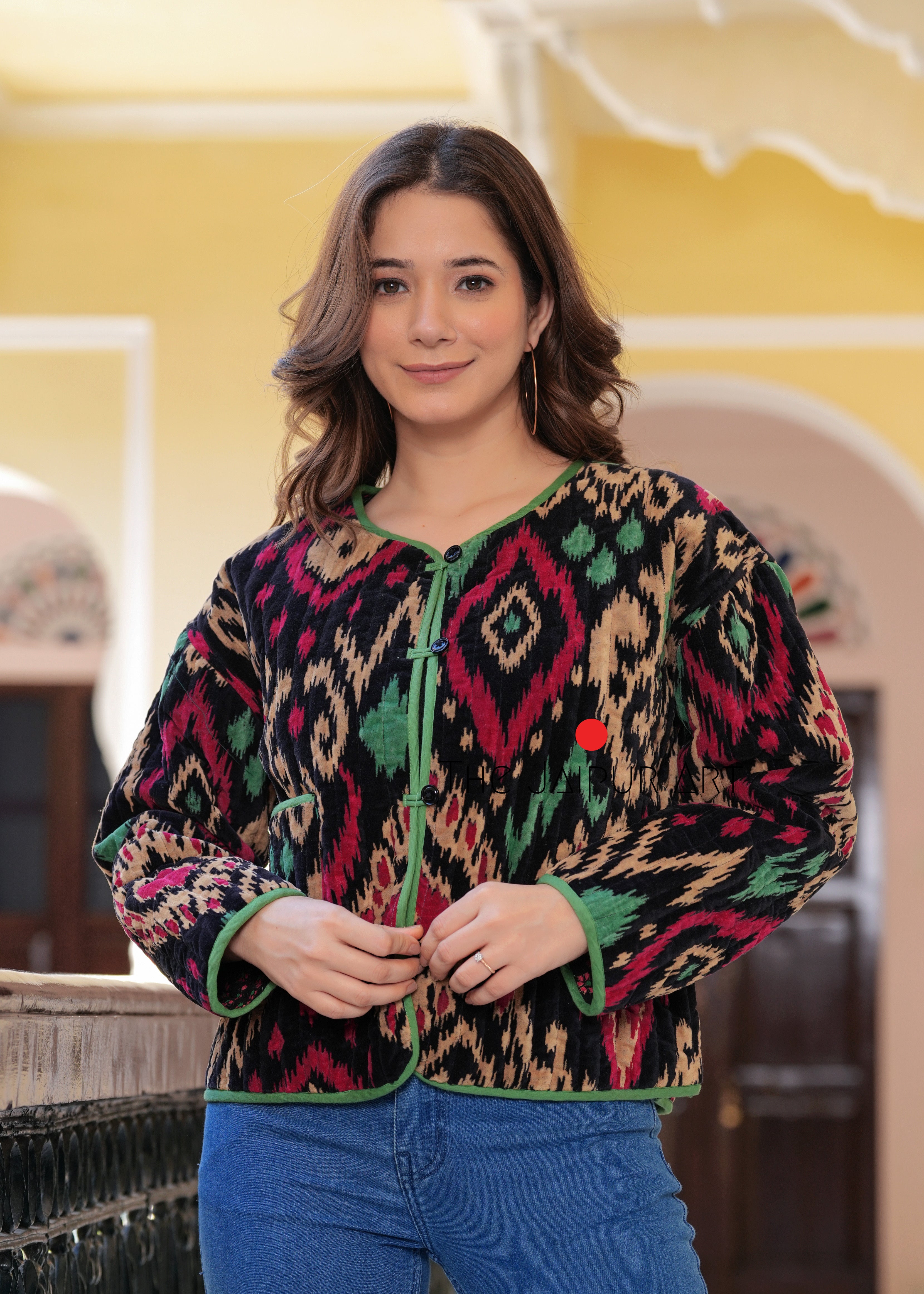 kantha quilted winter jacket