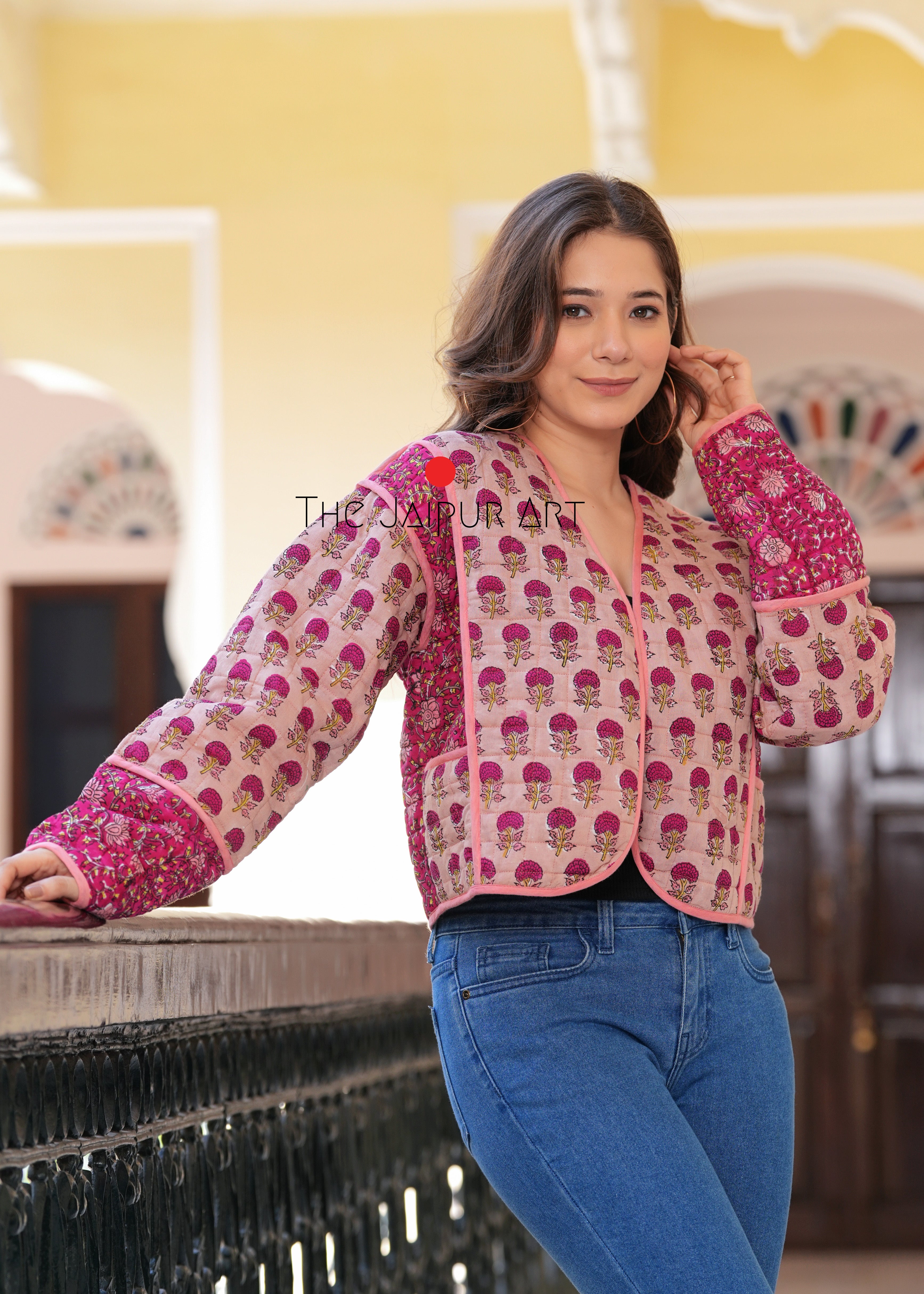 kantha quilted winter jacket