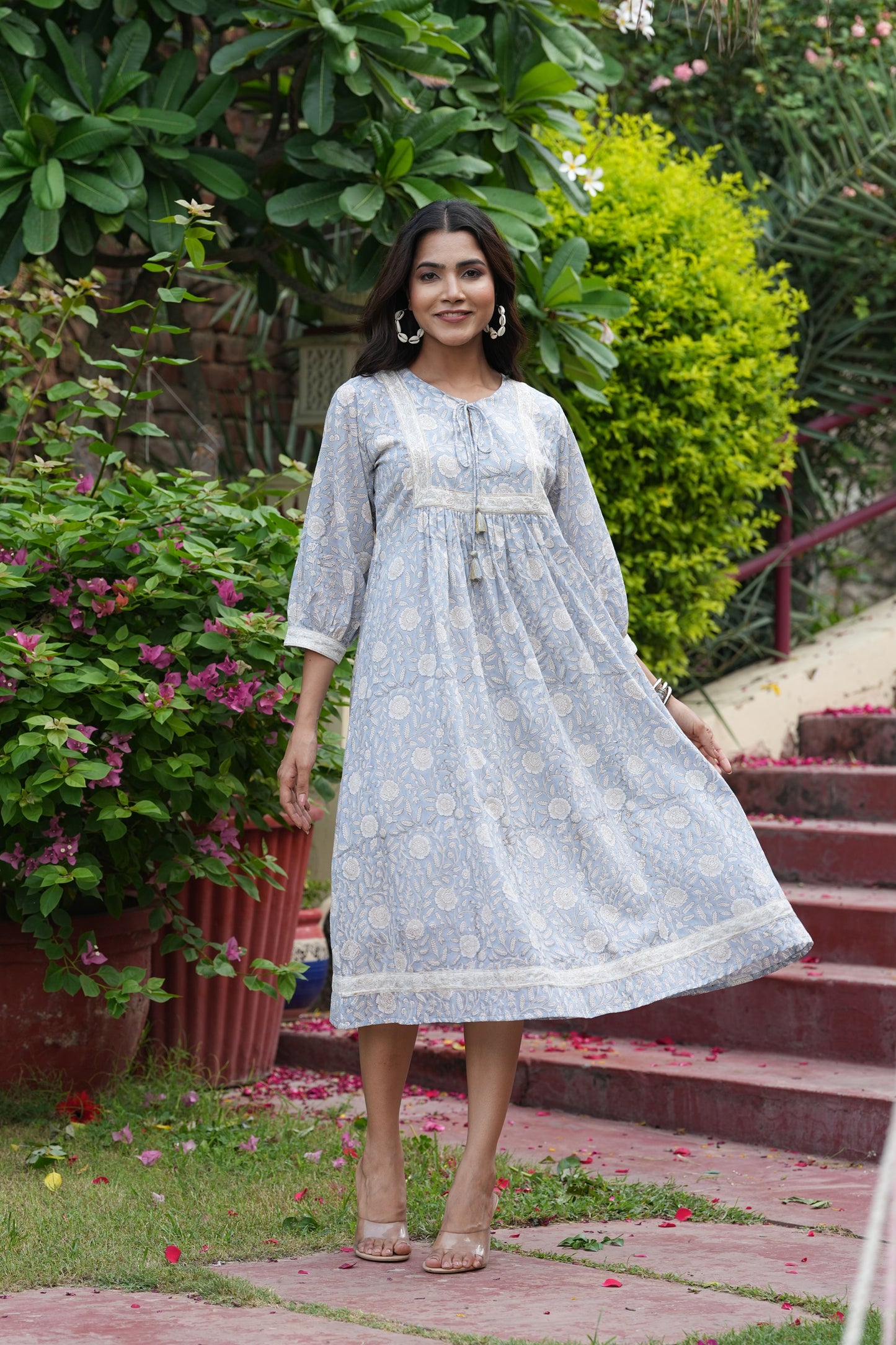 Beautiful Hand Block-Printed Midi Dress.