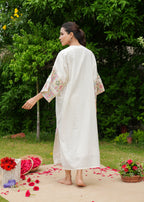Handmade Pure Cotton Embroidery White Kaftan Style