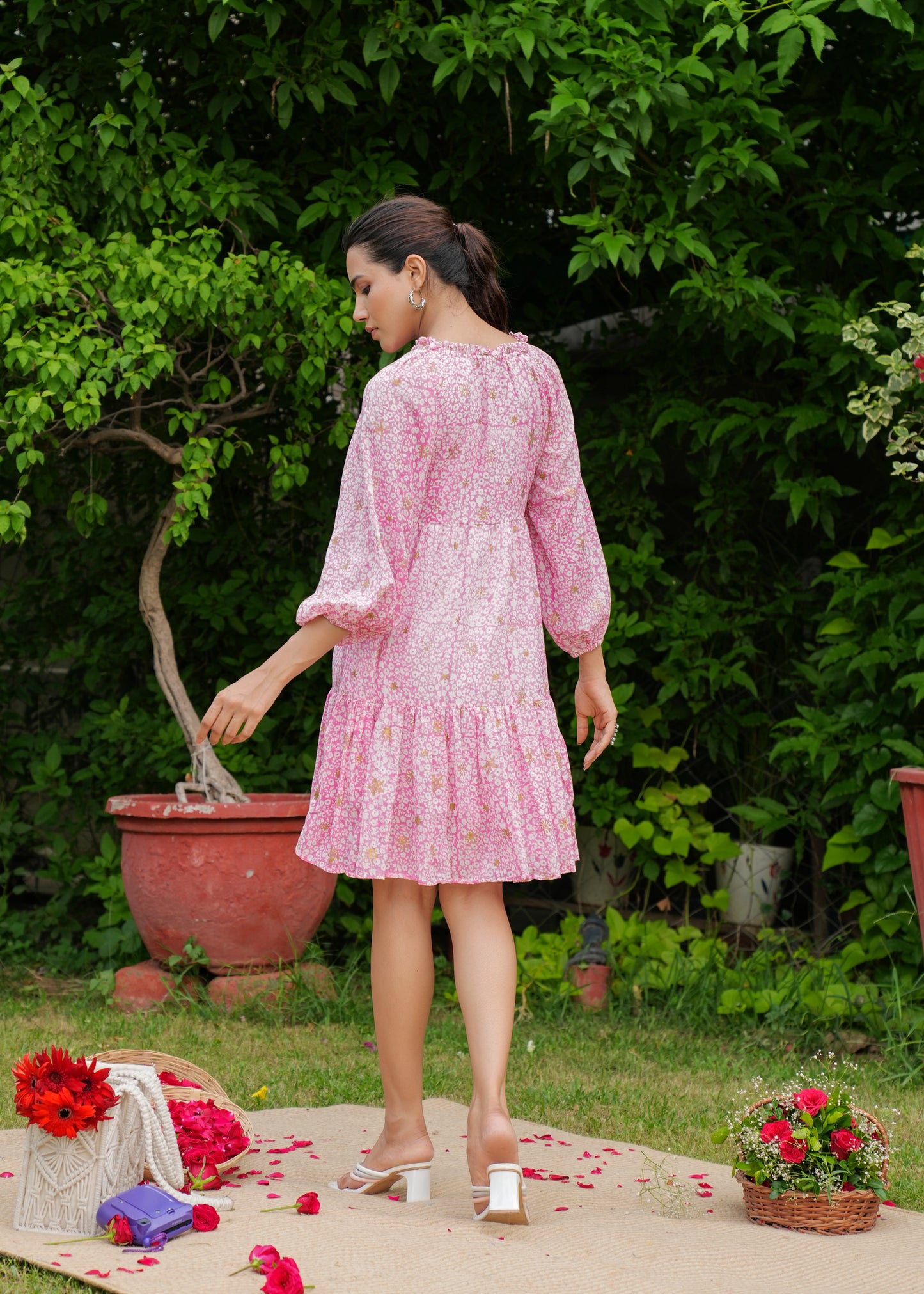 Beautiful Hand Block Printed Floral Vani Mini Dress