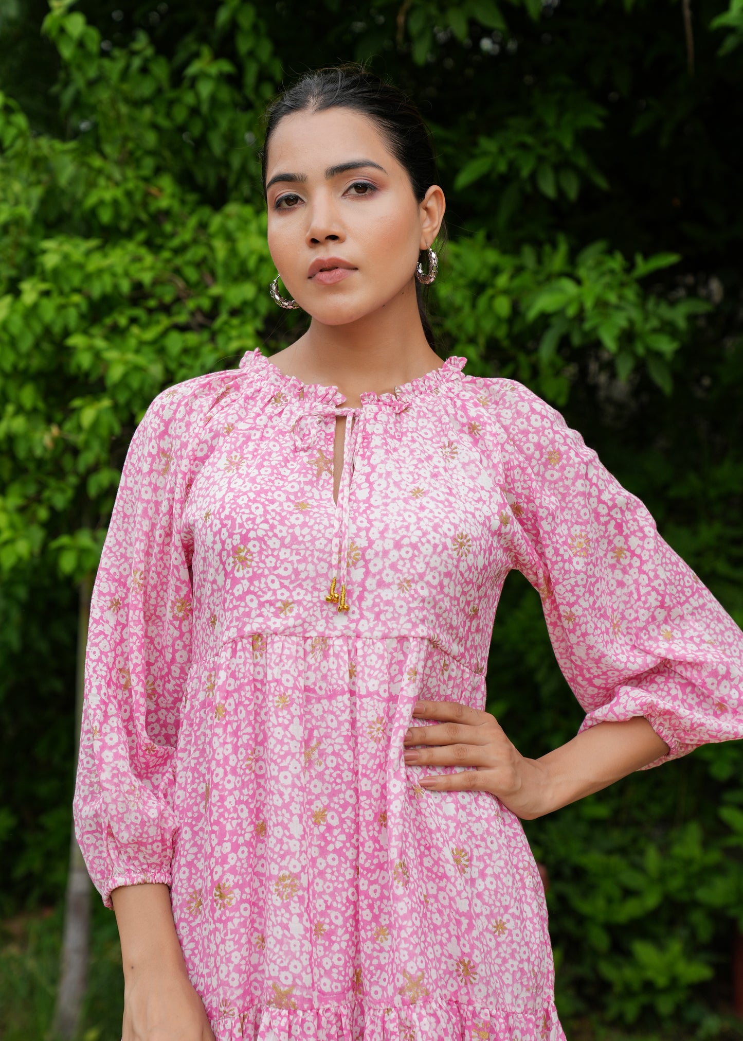 Beautiful Hand Block Printed Floral Vani Mini Dress