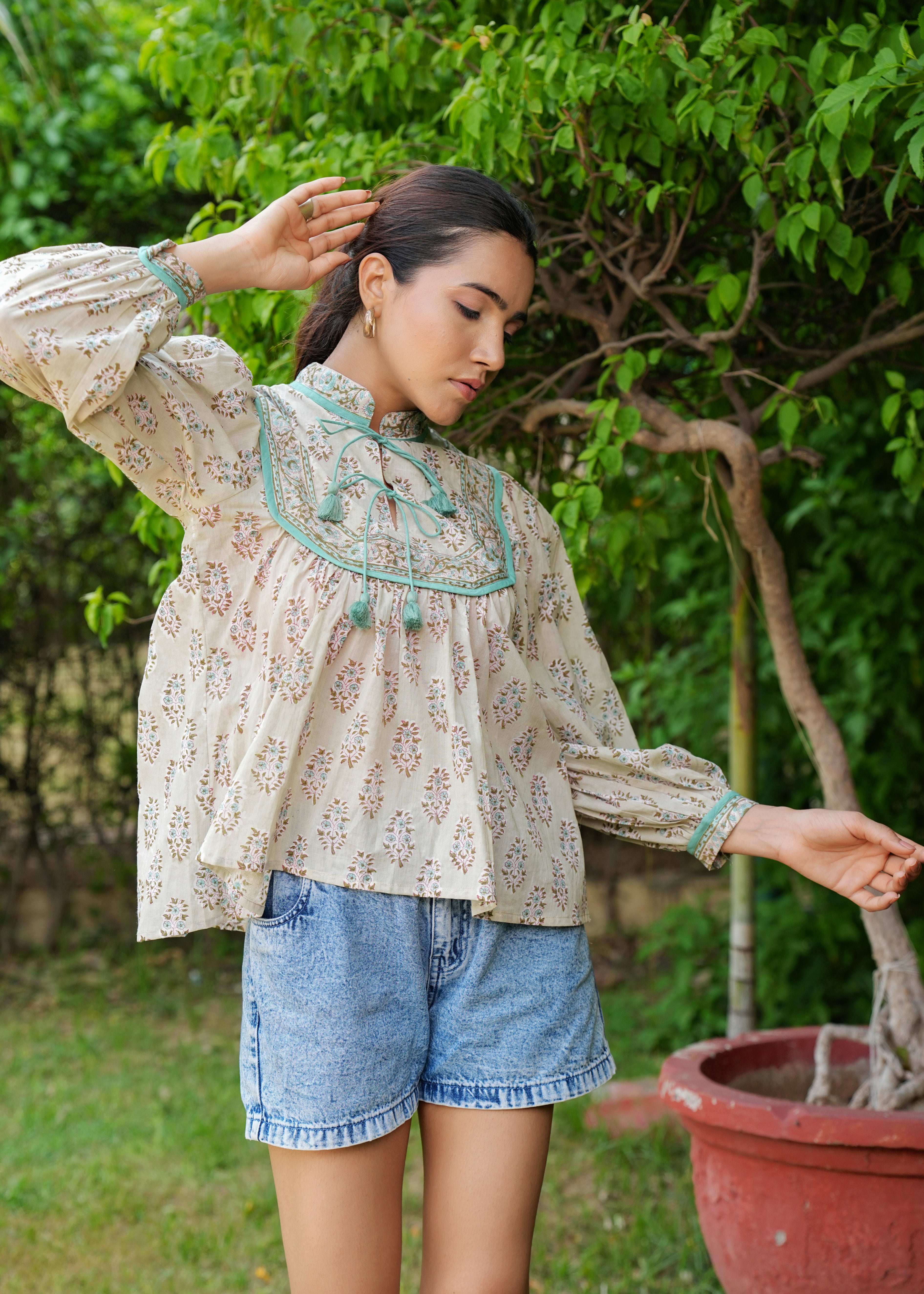 Hand Block Printed Cotton Kyra Blouse