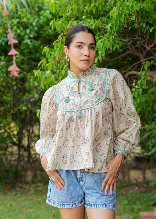 Hand Block Printed Cotton Kyra Blouse