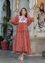 Hand Block Printed Cotton Hailey Midi Dress