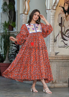 Hand Block Printed Cotton Hailey Midi Dress