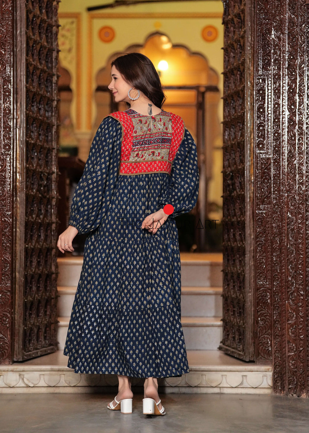 Hand block printed Machine Quilted Abhira Maxi Dress