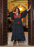 Hand block printed Machine Quilted Abhira Maxi Dress