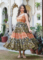 Introducing Hand block Printed Multicolor Midi Dress