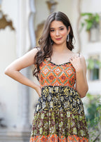 Introducing Hand block Printed Multicolor Midi Dress