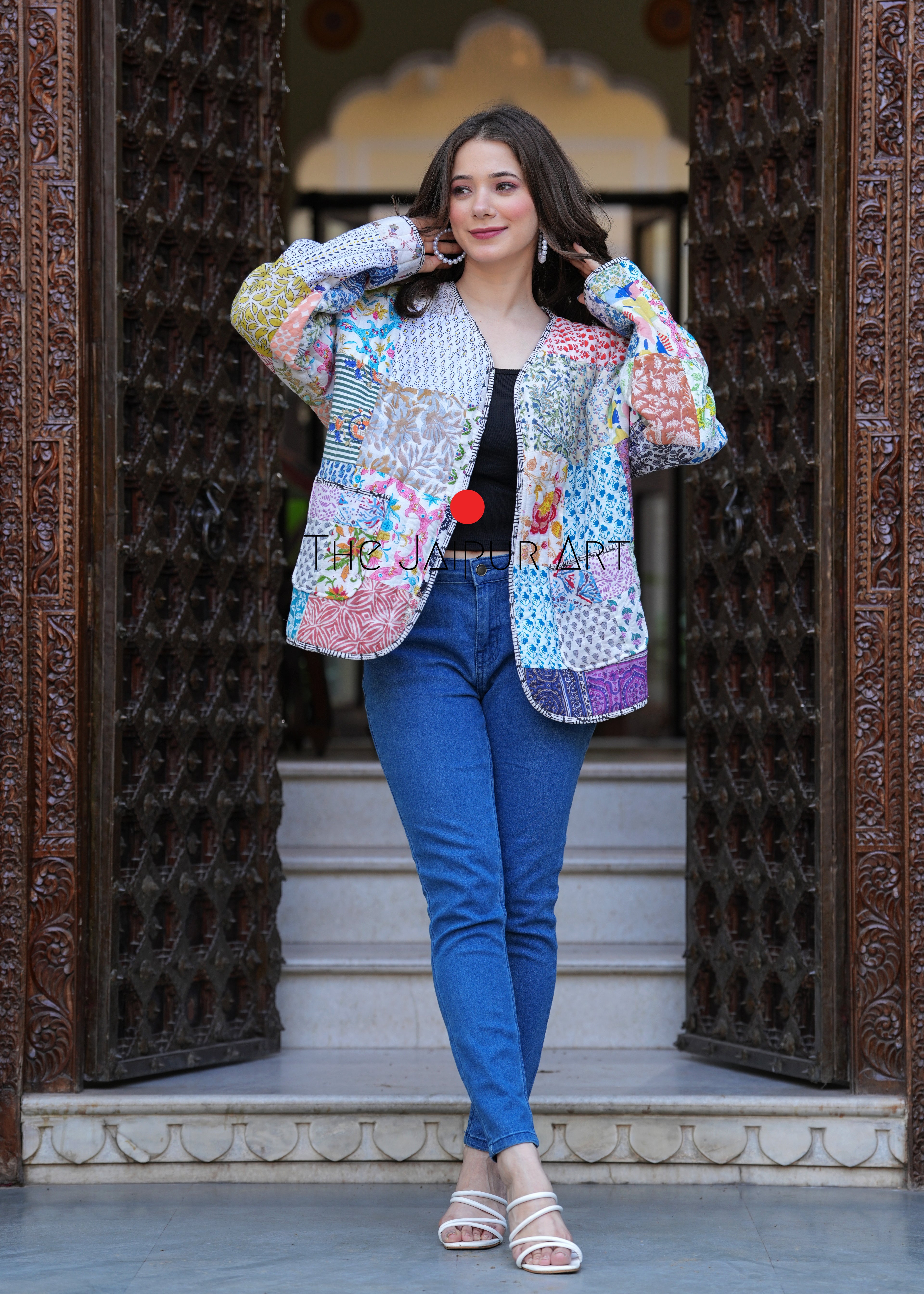 kantha quilted winter jacket