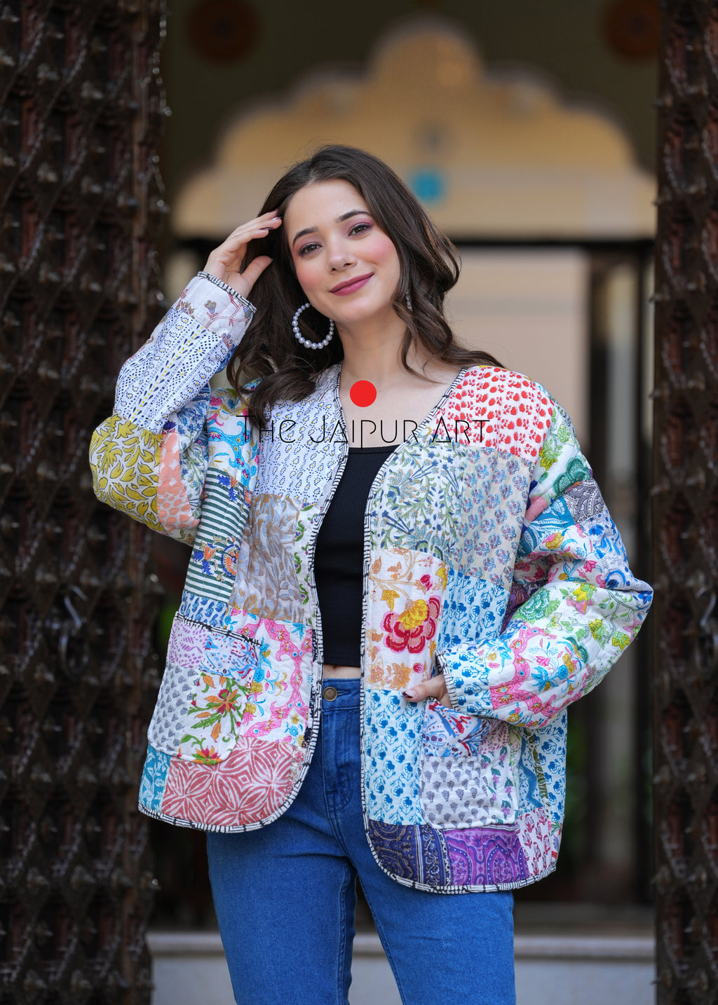 kantha quilted winter jacket