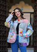 kantha quilted winter jacket