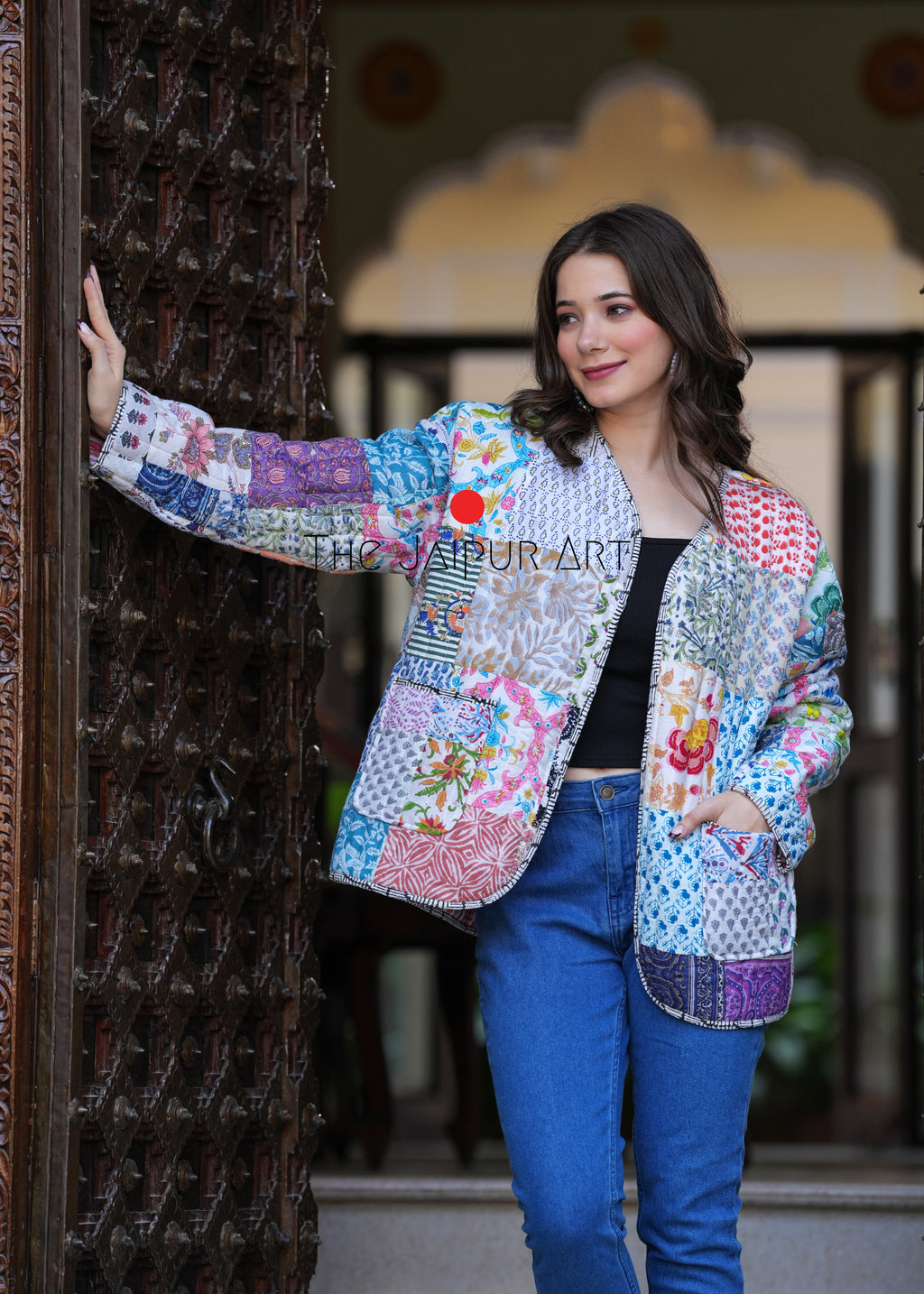 kantha quilted winter jacket