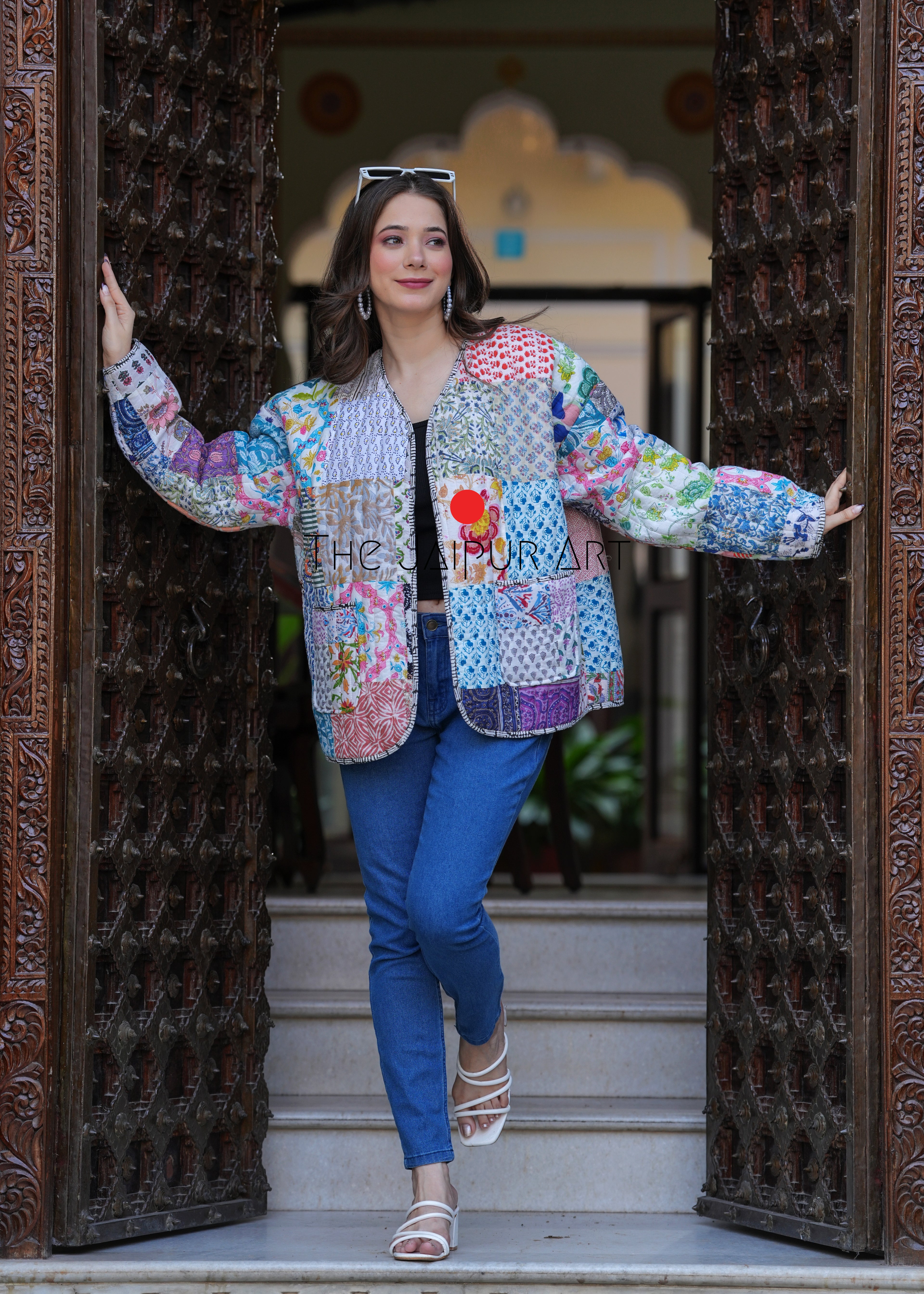 kantha quilted winter jacket