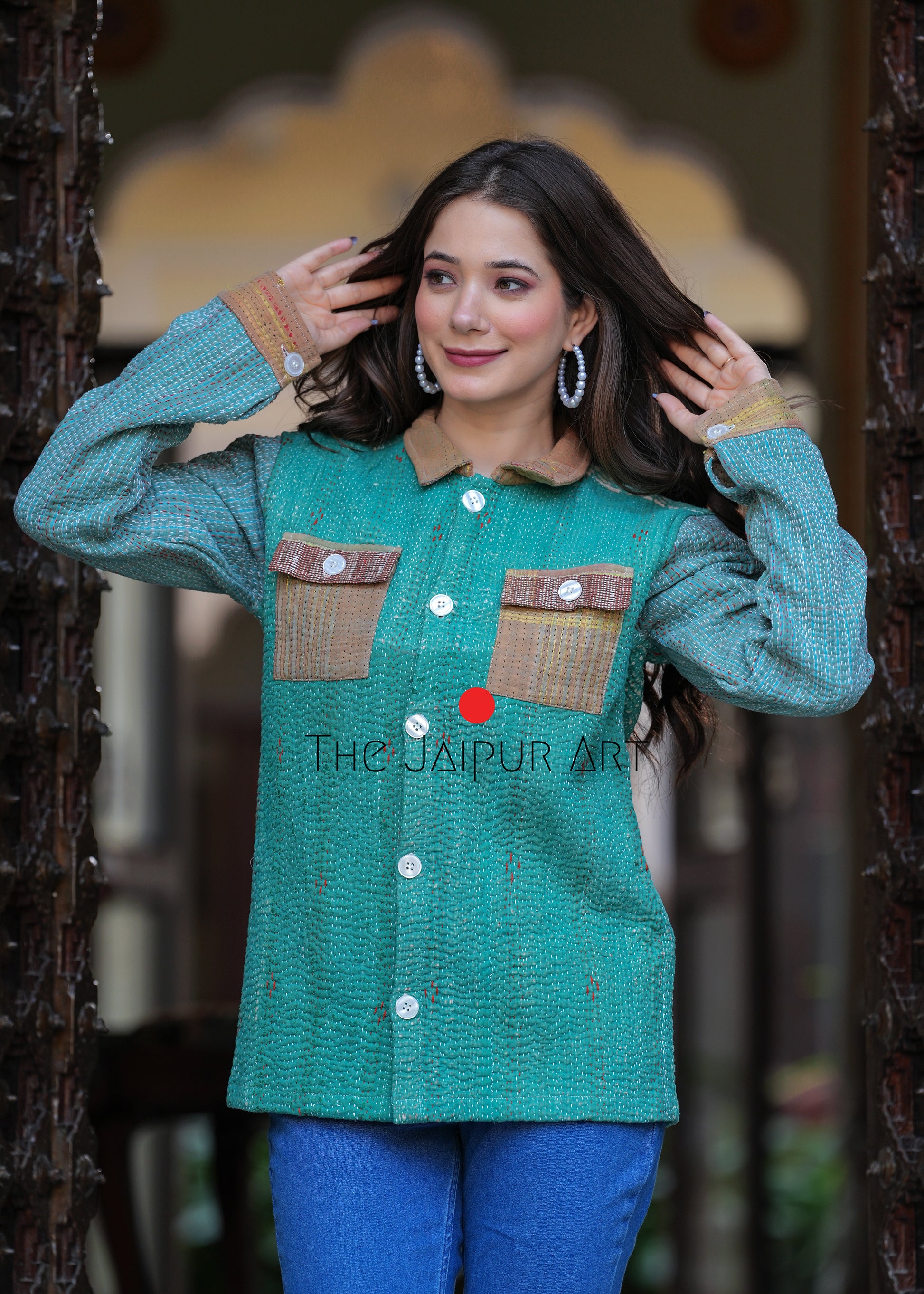 Vintage Fabric Kantha Quilt Jacket for Women - Main Image