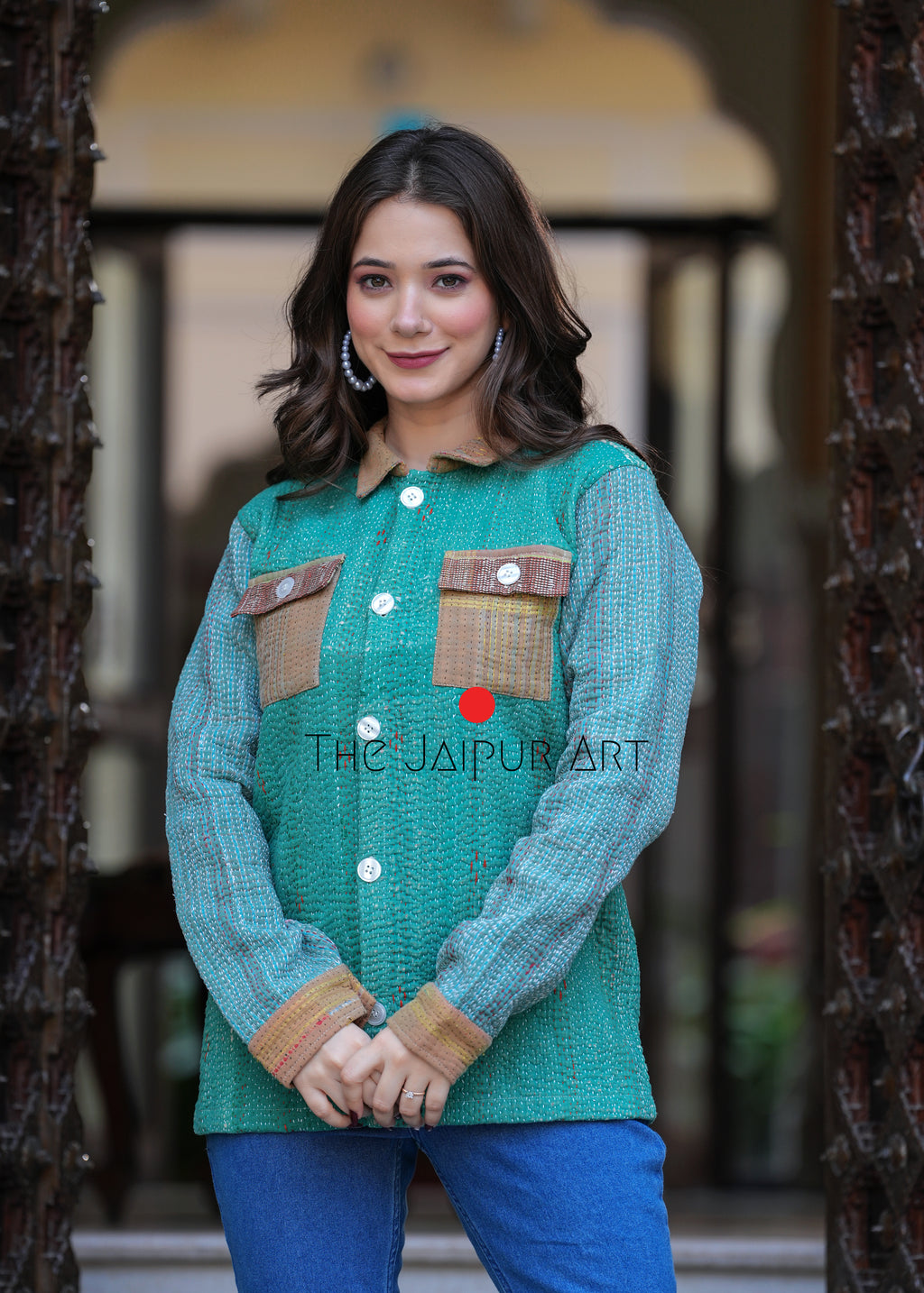 kantha quilted winter jacket