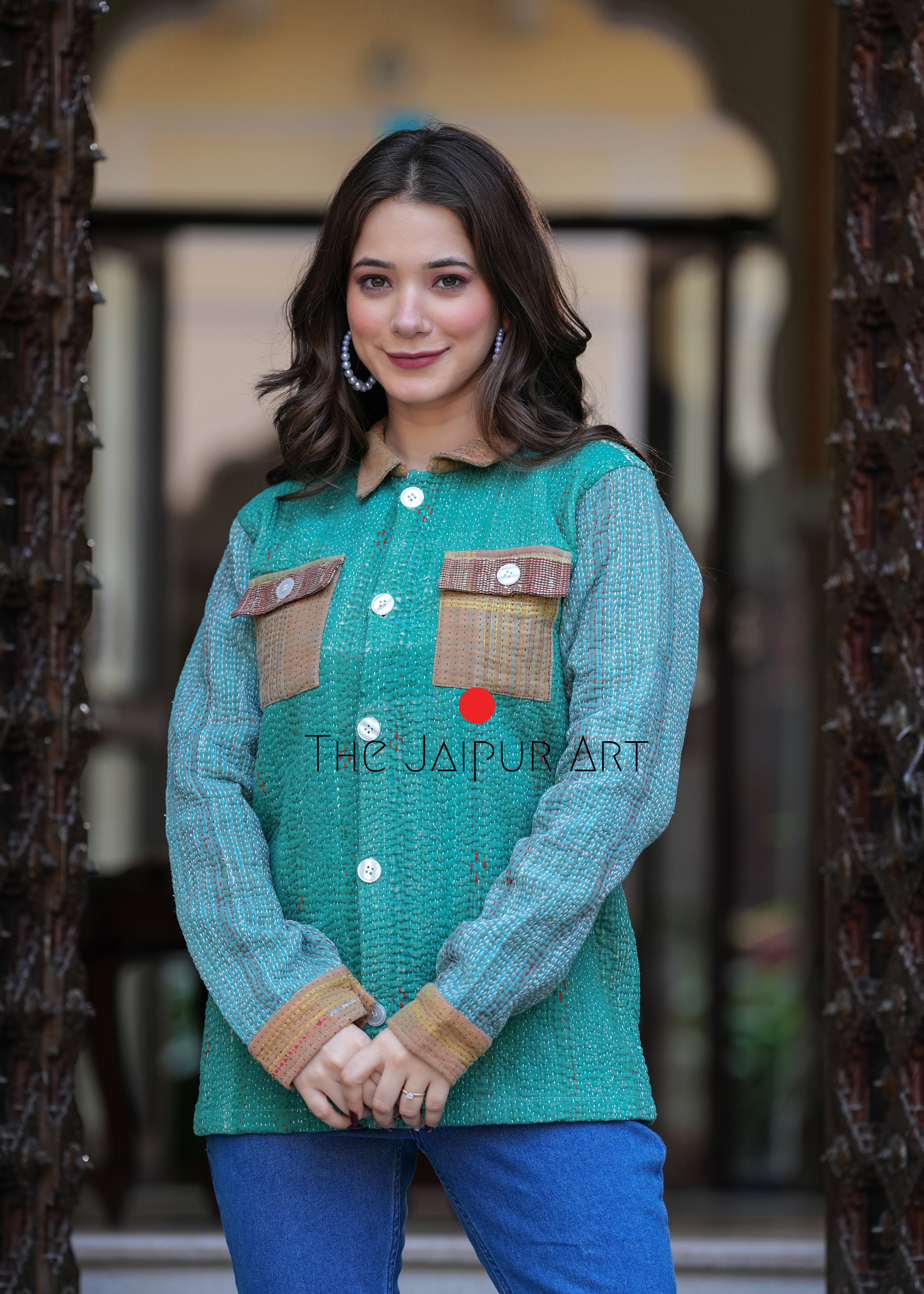 kantha quilted winter jacket