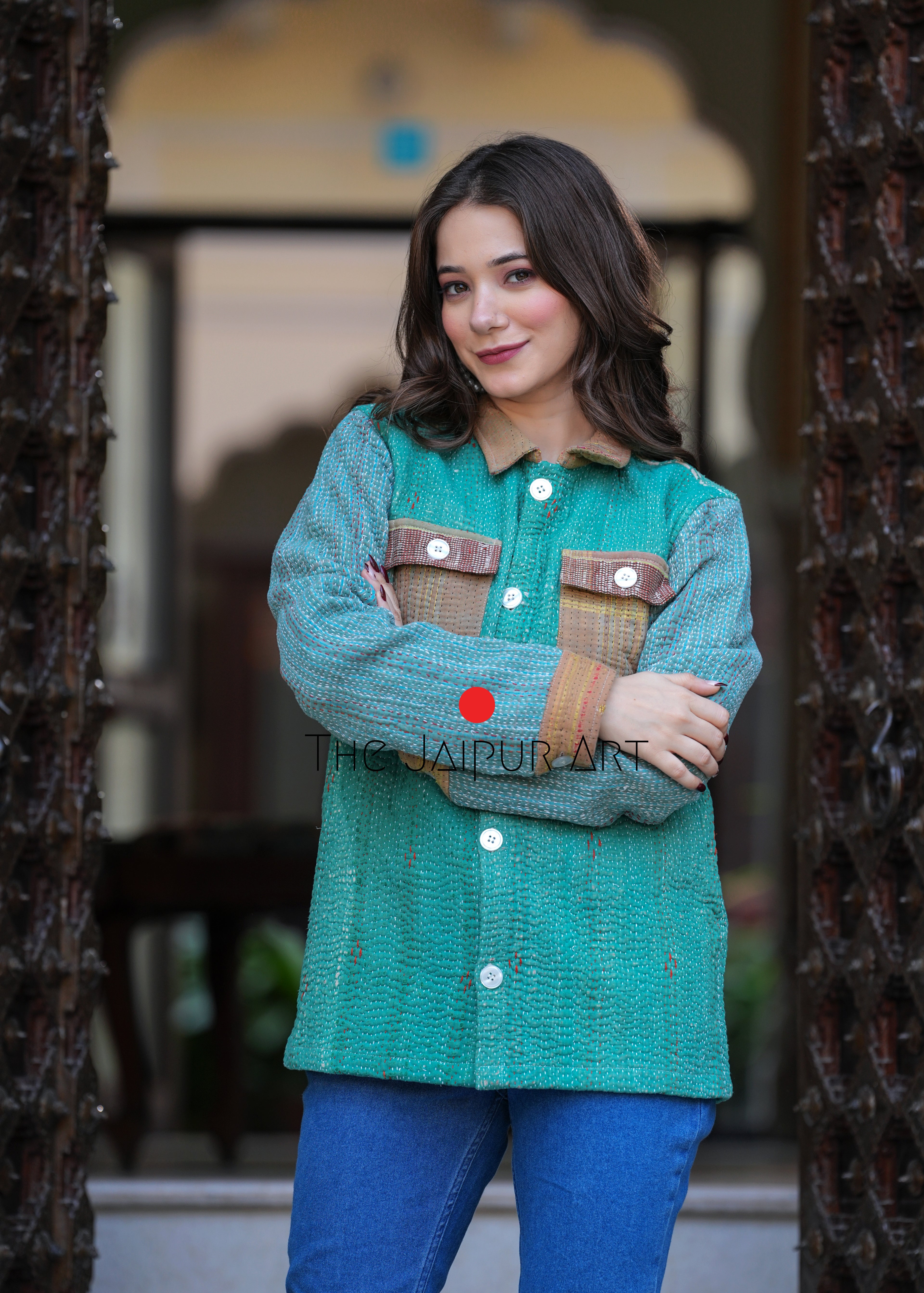 kantha quilted winter jacket