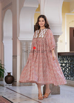 Hand Block Printed Cotton Hailey Midi Dress