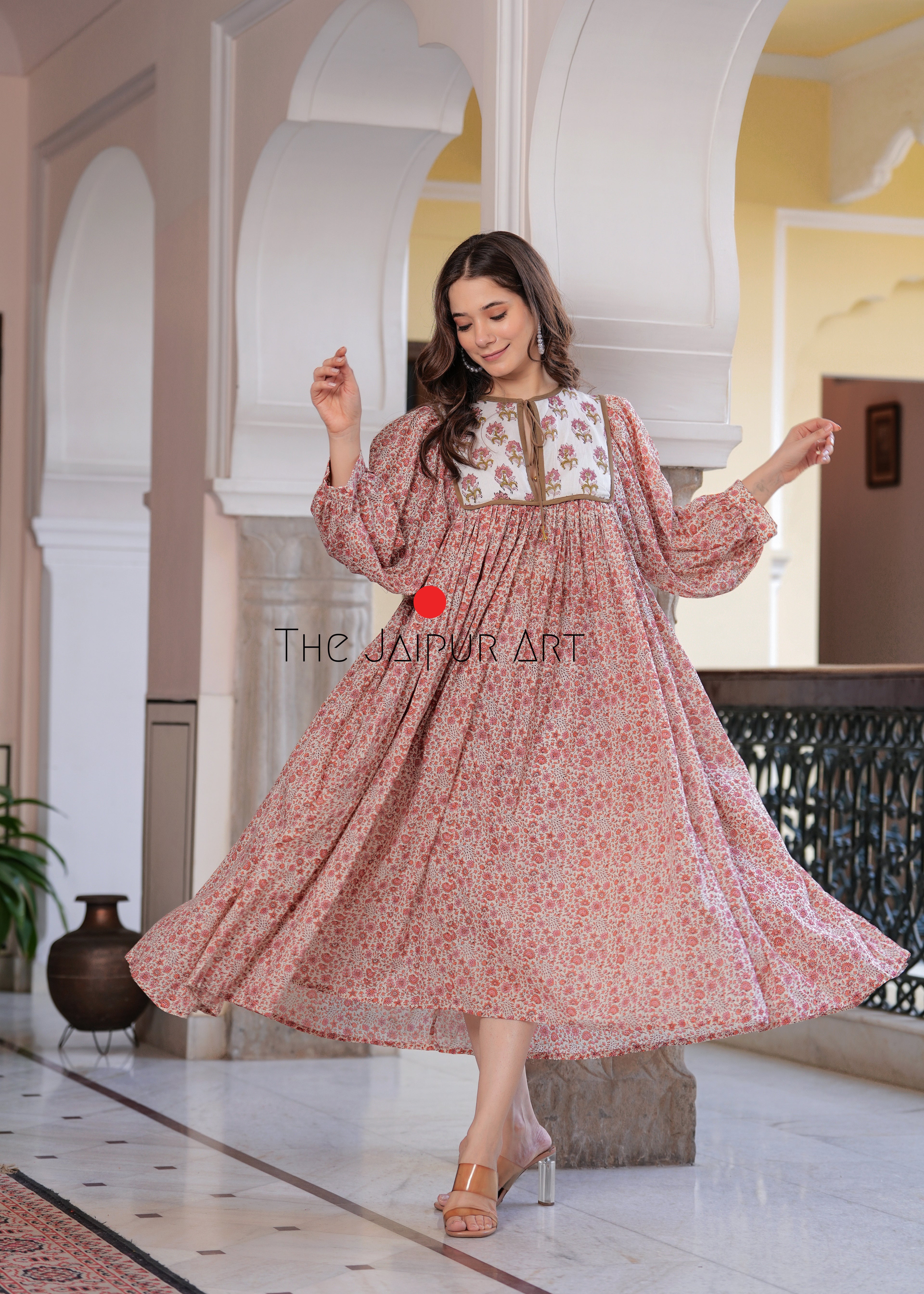 Hand Block Printed Cotton Hailey Midi Dress