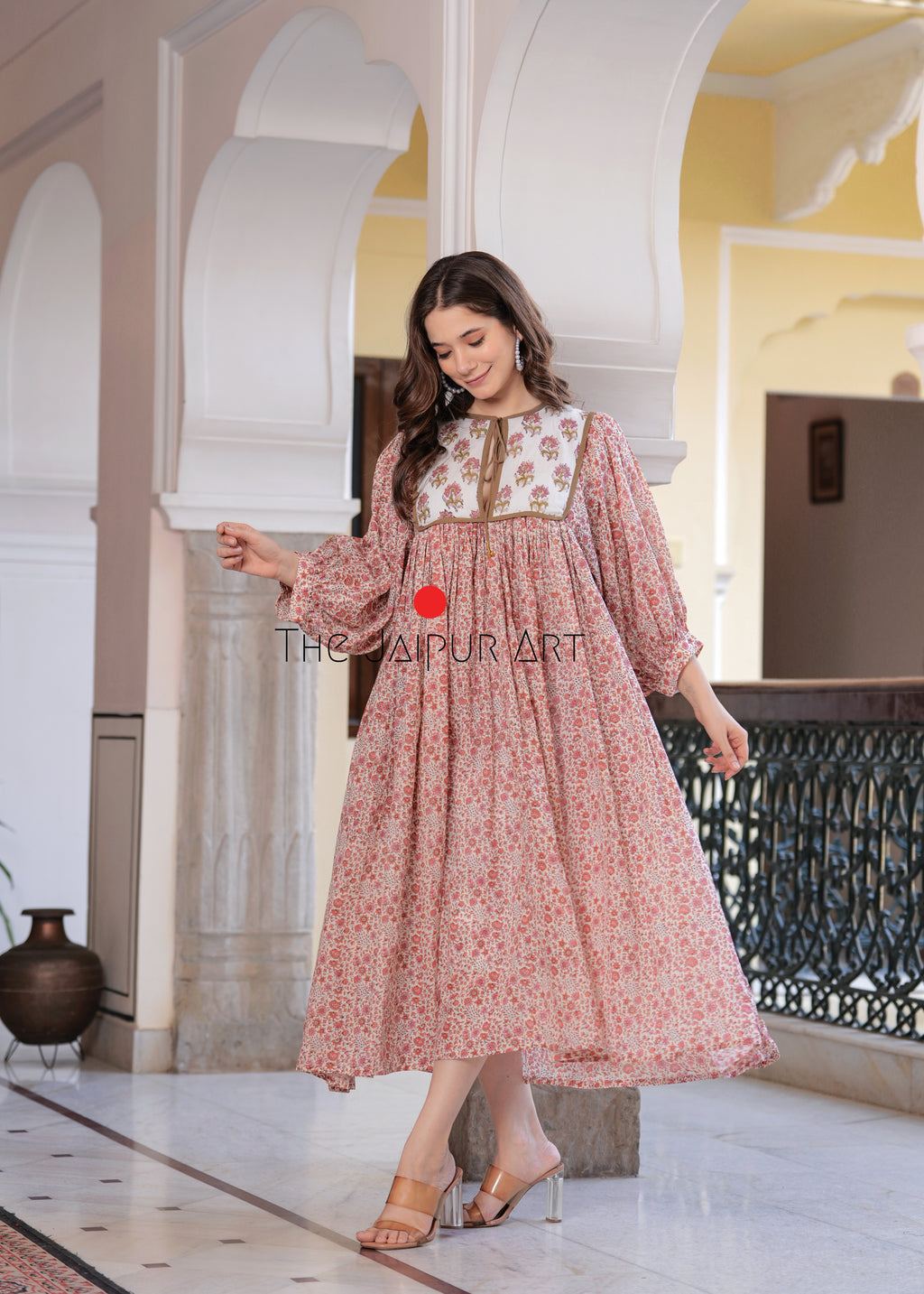 Hand Block Printed Cotton Hailey Midi Dress