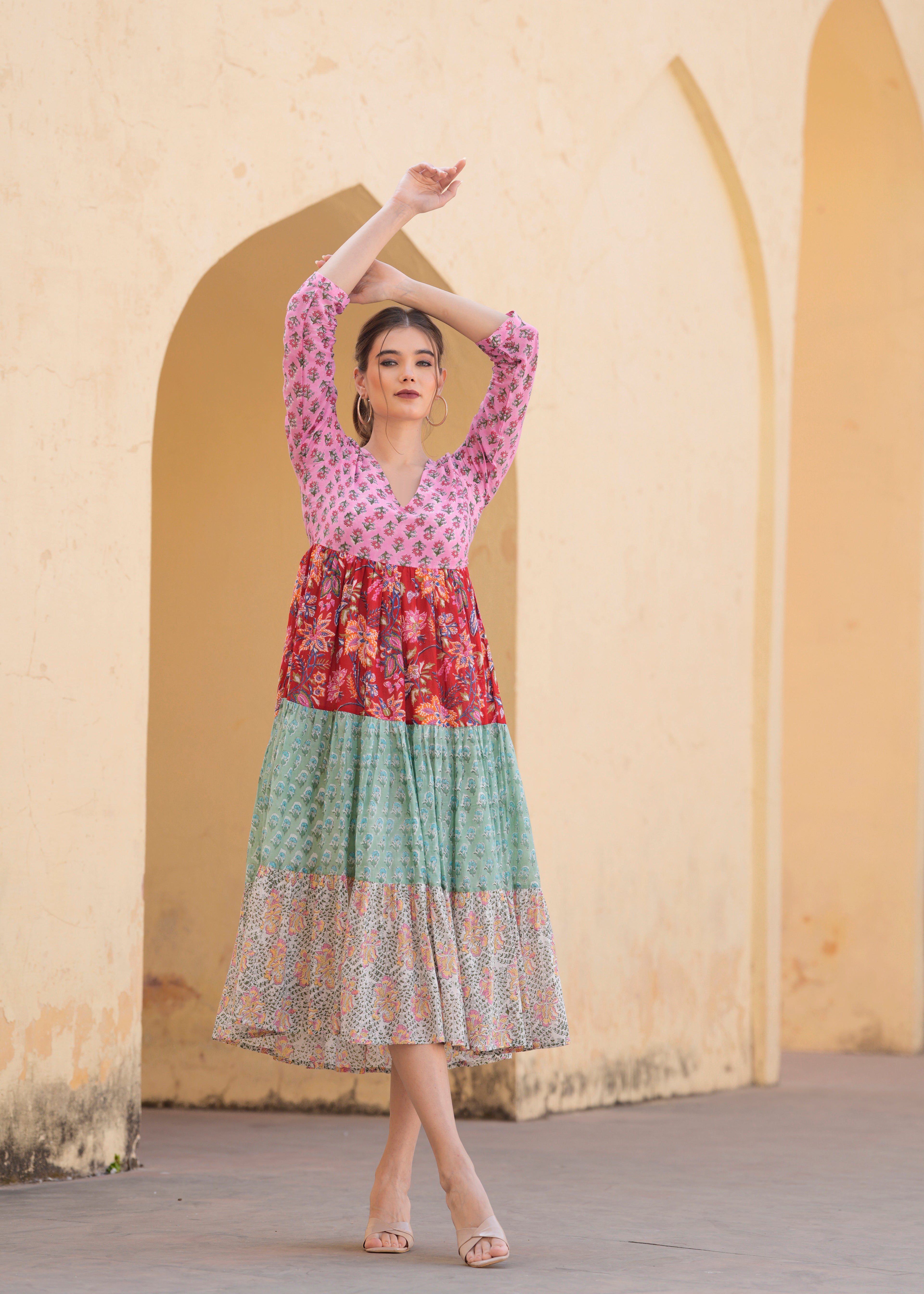 jaipuri cotton maxi dress Hand Block Print Cotton Women Maxi Dress thejaipurart.com