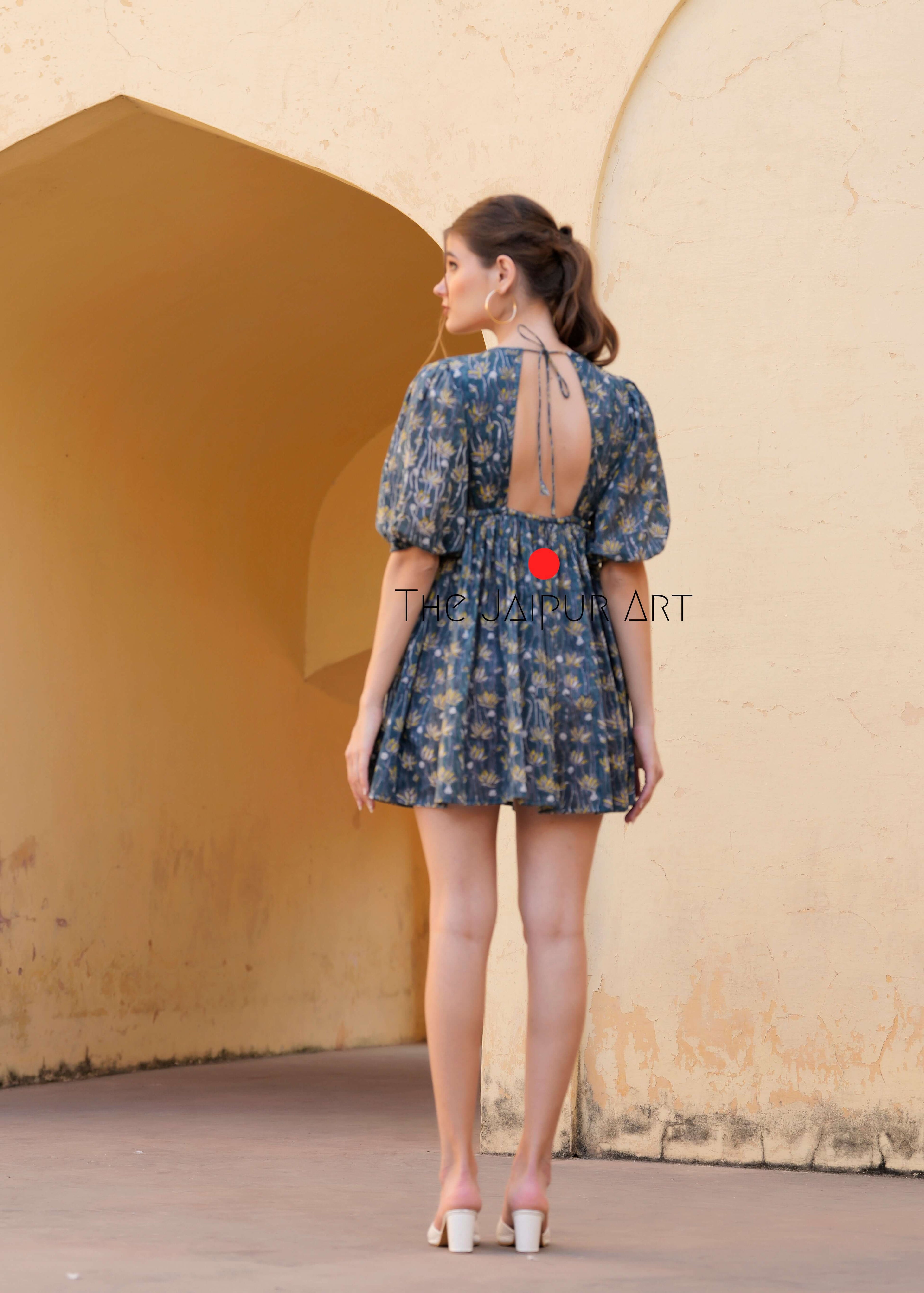 Handblock Printed New arrival Cotton Akiha Mini Dress