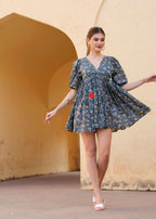 Handblock Printed New arrival Cotton Akiha Mini Dress