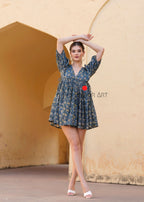 Handblock Printed New arrival Cotton Akiha Mini Dress