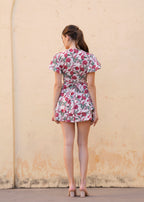 Hand Block Printed Cotton Short Floral Dress for Women