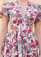 Hand Block Printed Cotton Short Floral Dress for Women