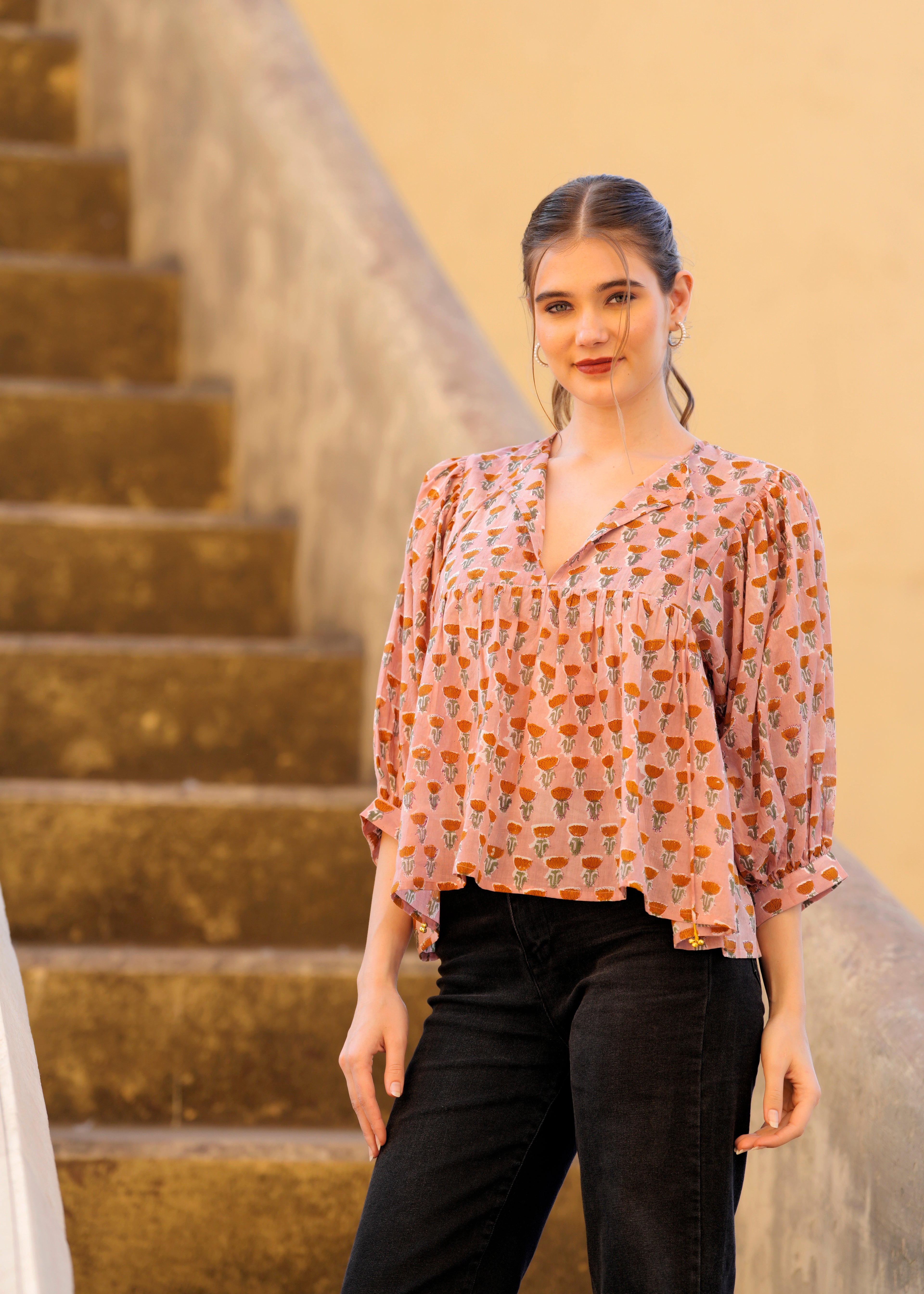 Beautiful Block printed Chic Anya  Blouse