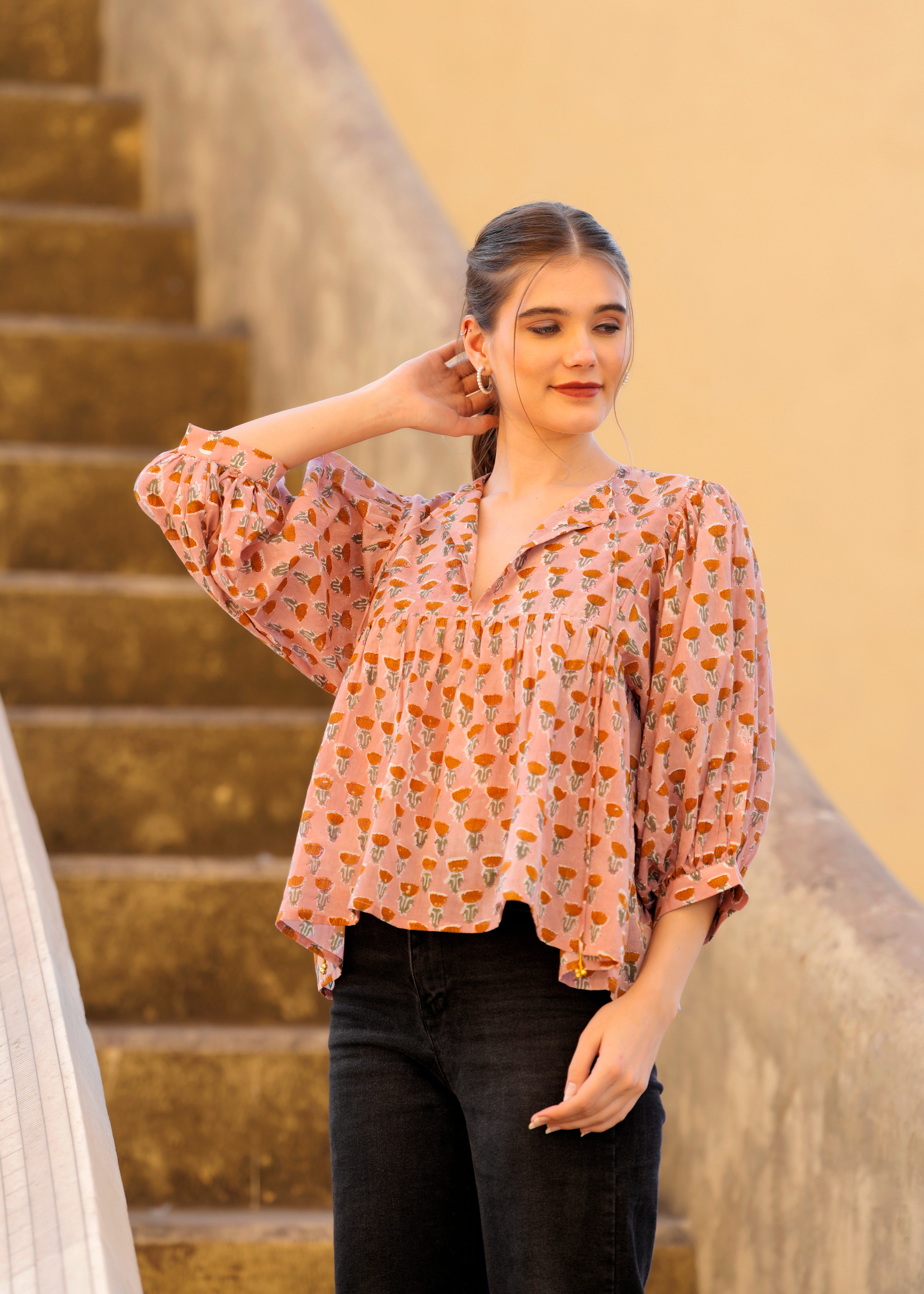 Beautiful Block printed Chic Anya  Blouse