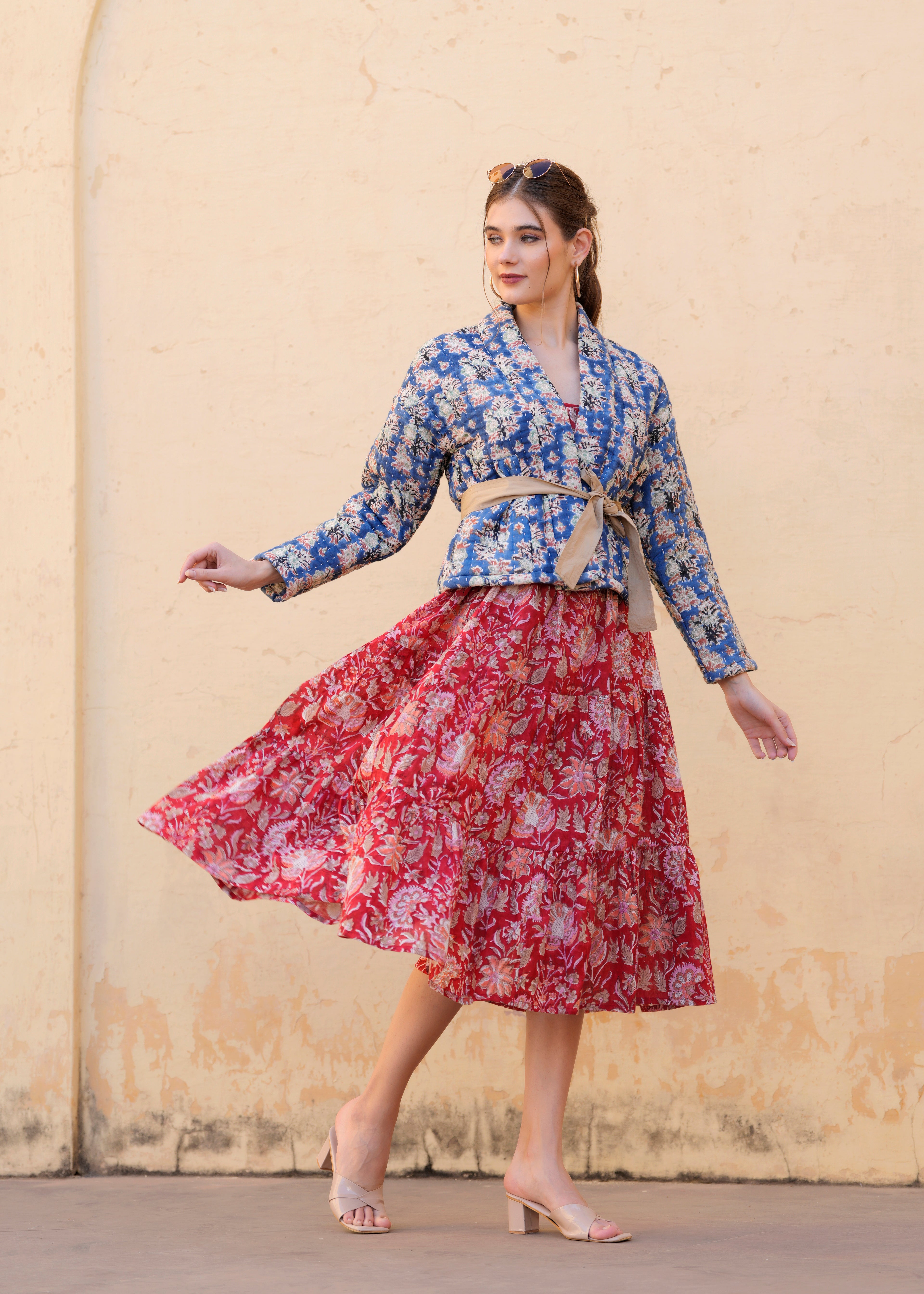 kantha quilted winter jacket