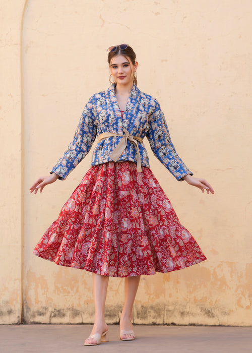 kantha quilted winter jacket