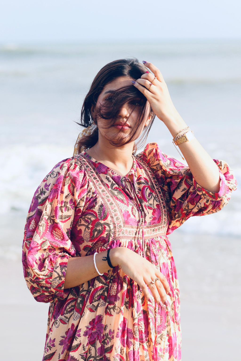 Hand Block Printed Cotton Freya Midi Dress