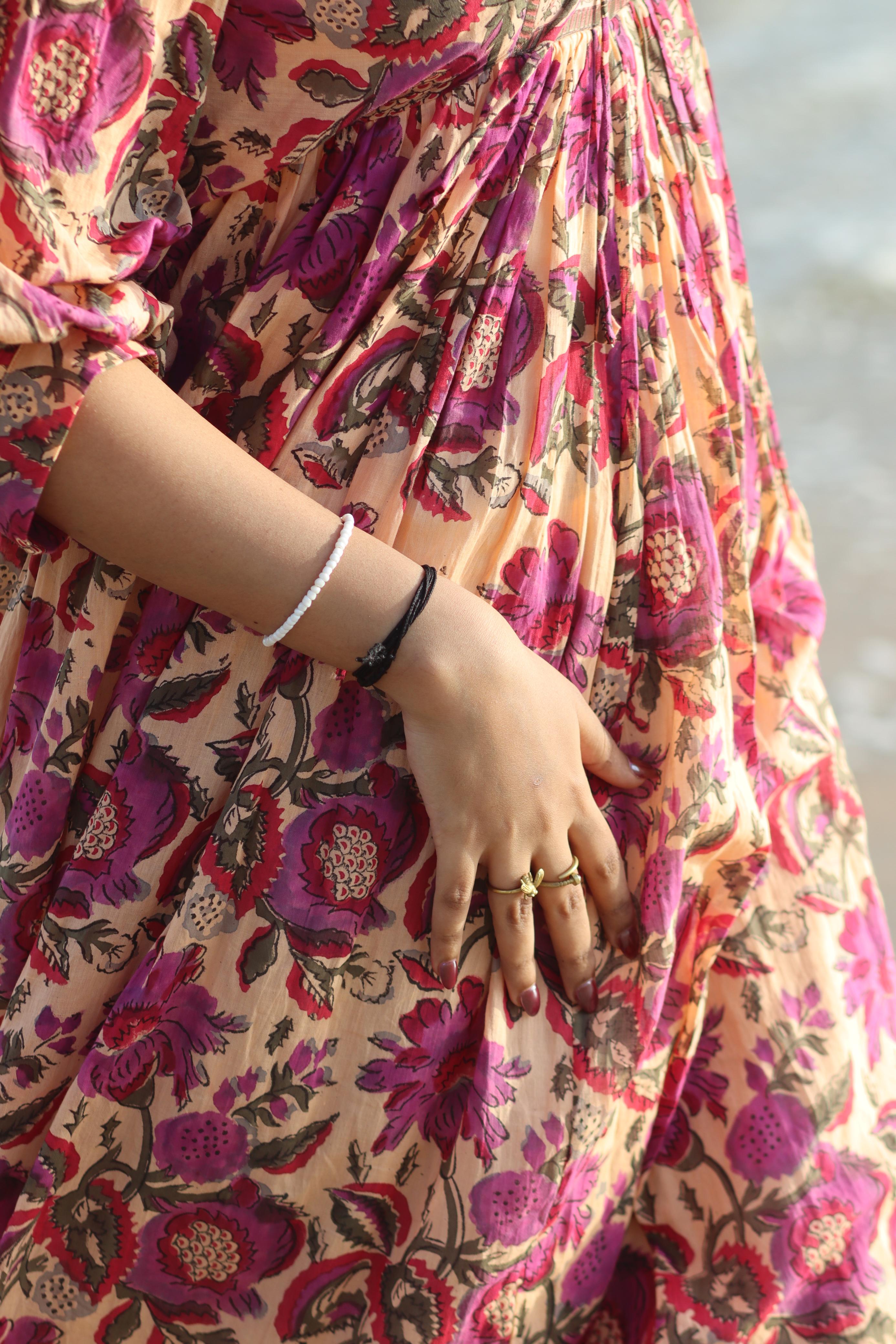 Hand Block Printed Cotton Freya Midi Dress