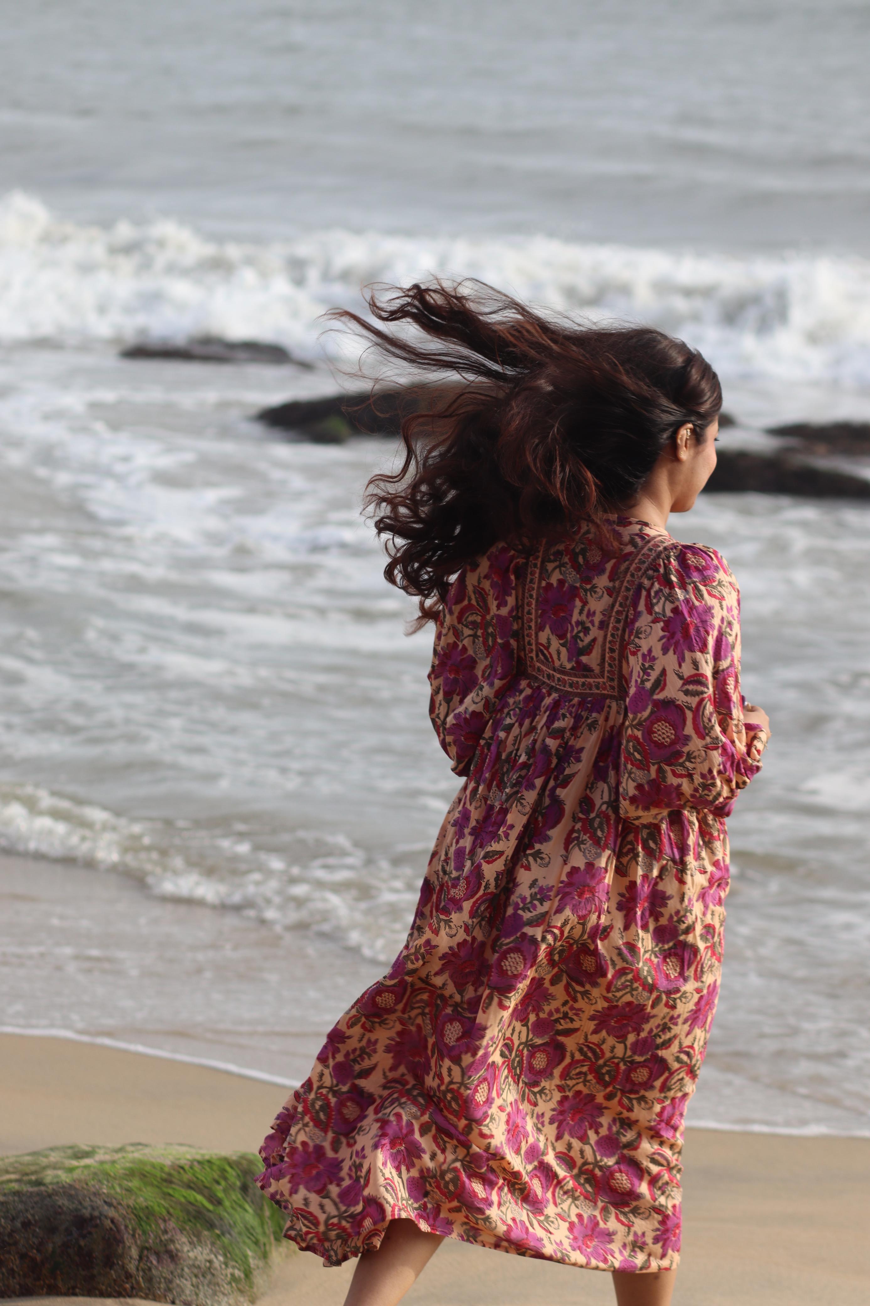 Hand Block Printed Cotton Freya Midi Dress