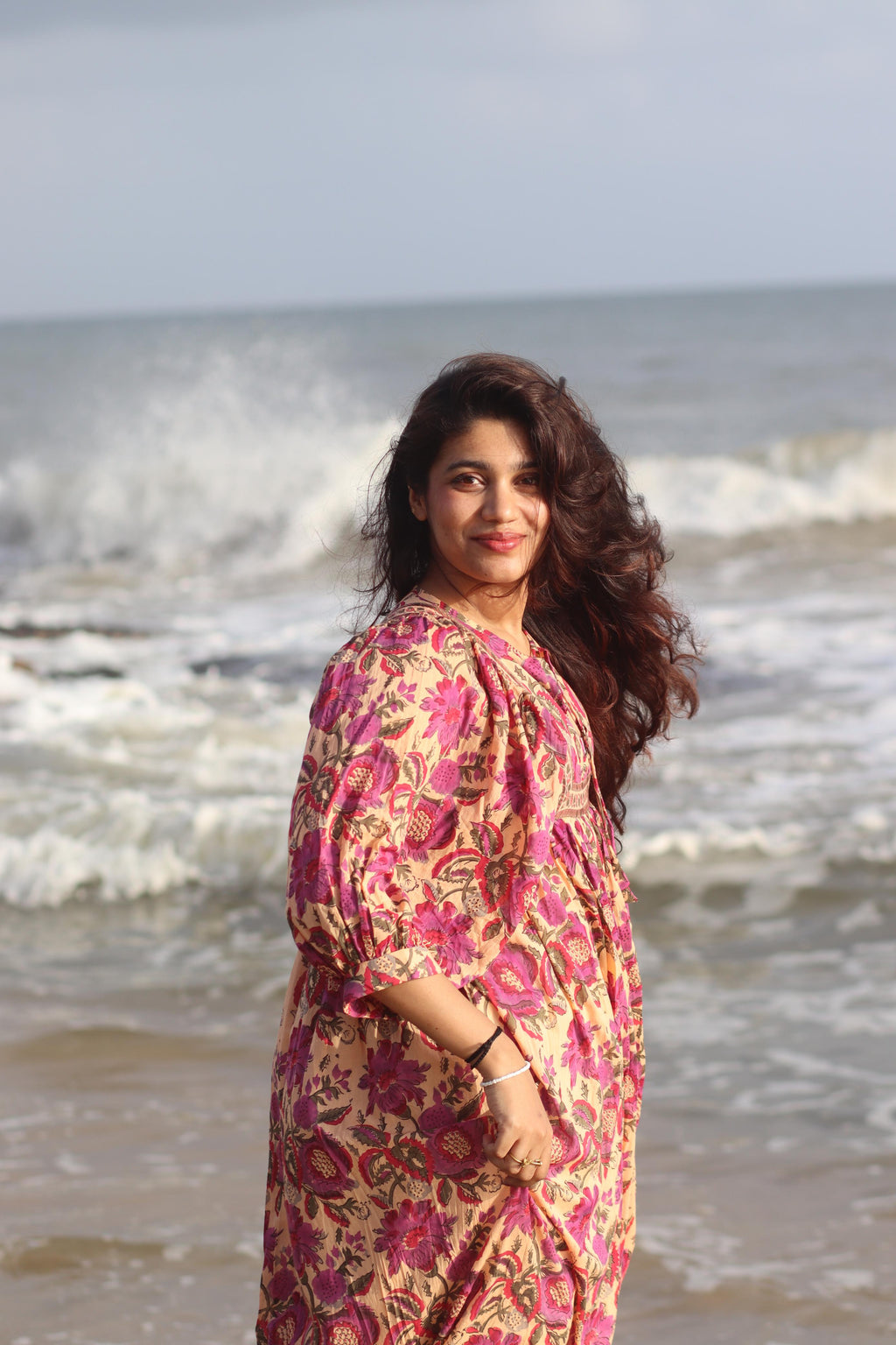 Hand Block Printed Cotton Freya Midi Dress