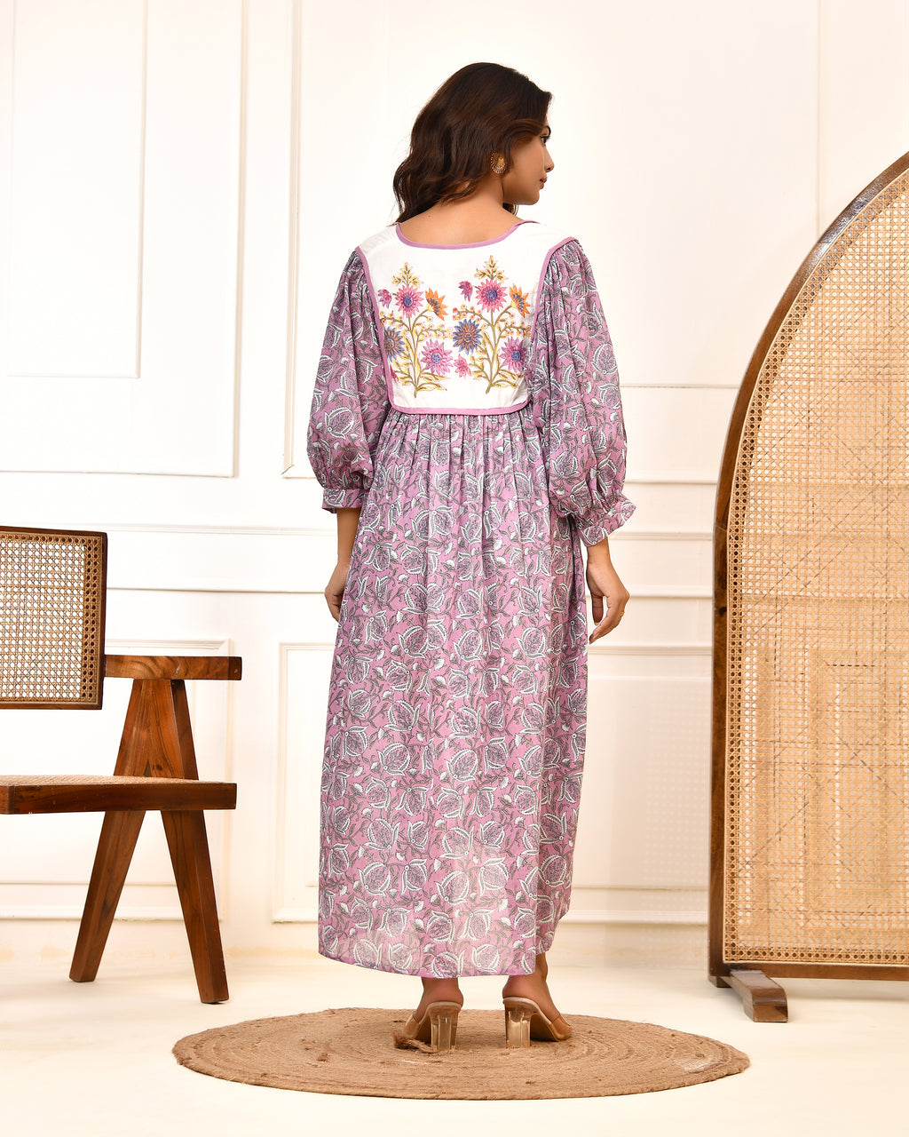 Hand Block Printed Cotton Hailey Midi Dress