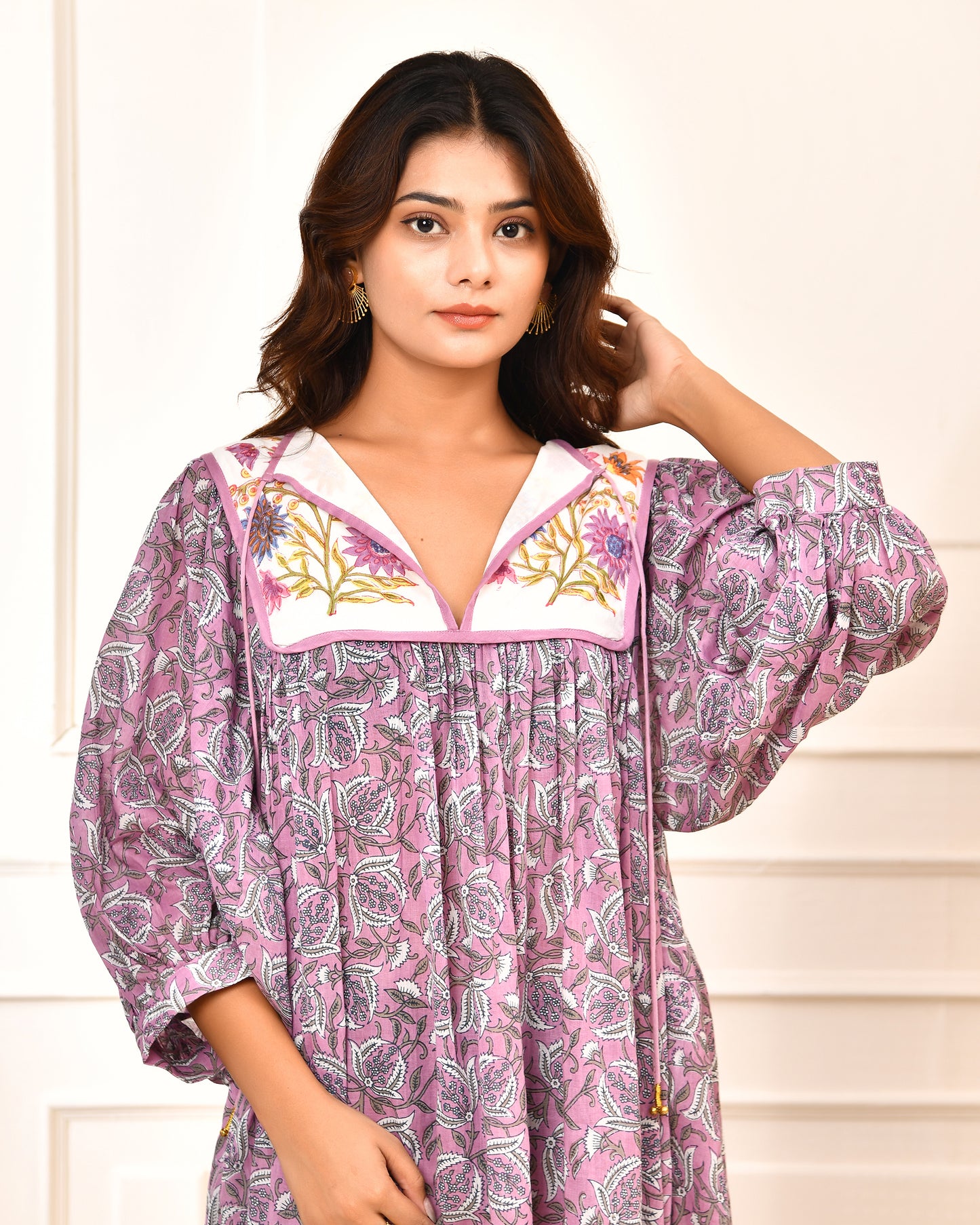 Hand Block printed Hailey Midi~ Peach