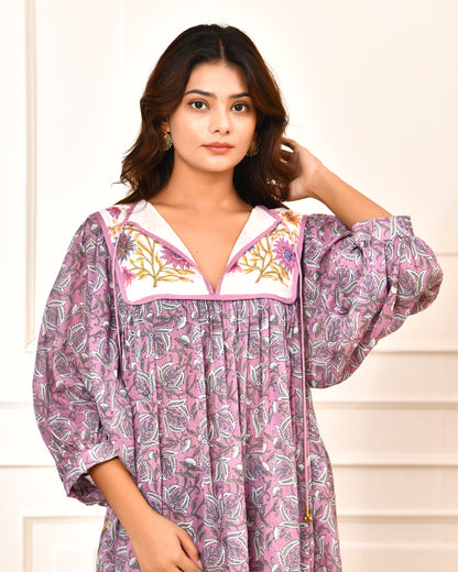 Hand Block printed Hailey Midi~ Peach